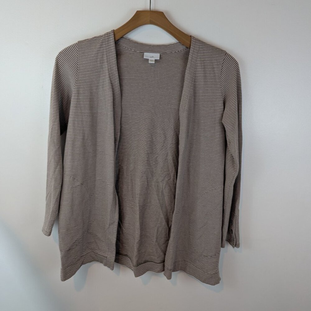 J. Jill Tan/White Striped Cardigan, Sz S